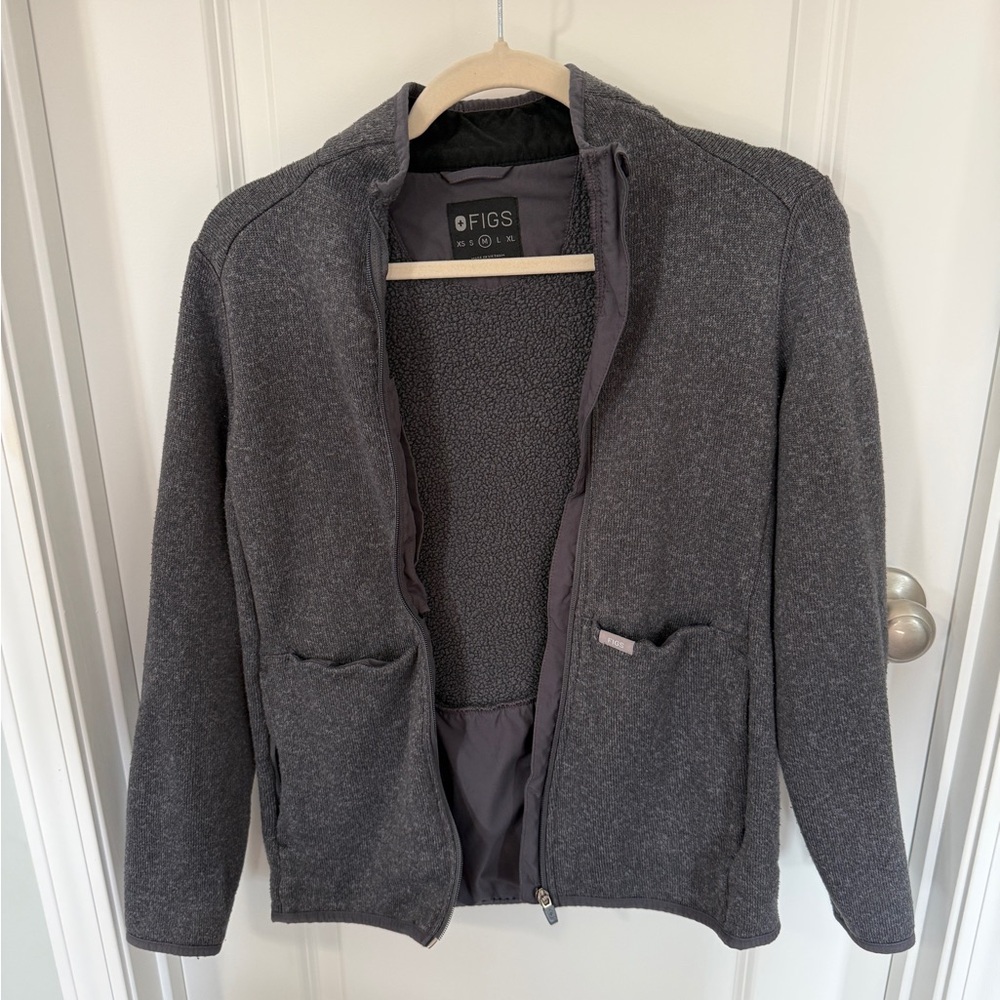 Figs women’s gray On shift knit sweater jacket size medium